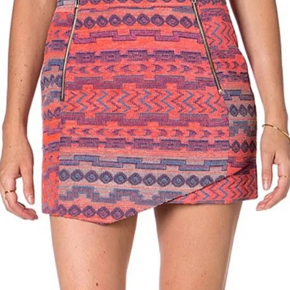 Aztec Patterned Pink and Blue Women's Western Skirt